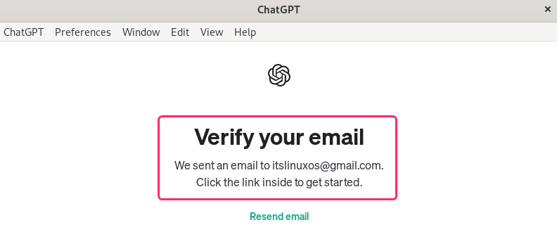 Verifying the ChatGPT account on Debian 12