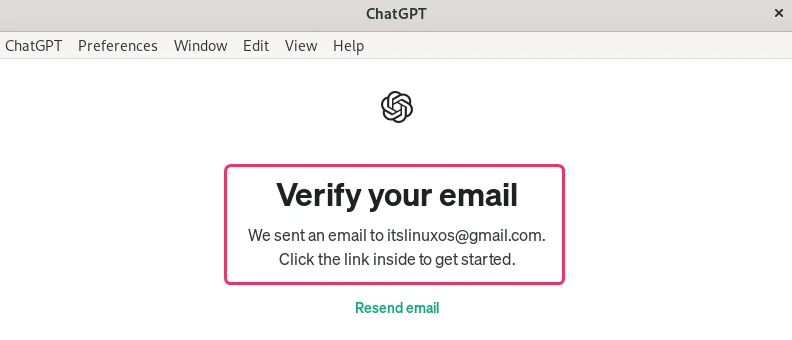 Verifying the ChatGPT account on Debian 12