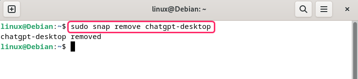 Removing ChatGPT from Debian using Snap