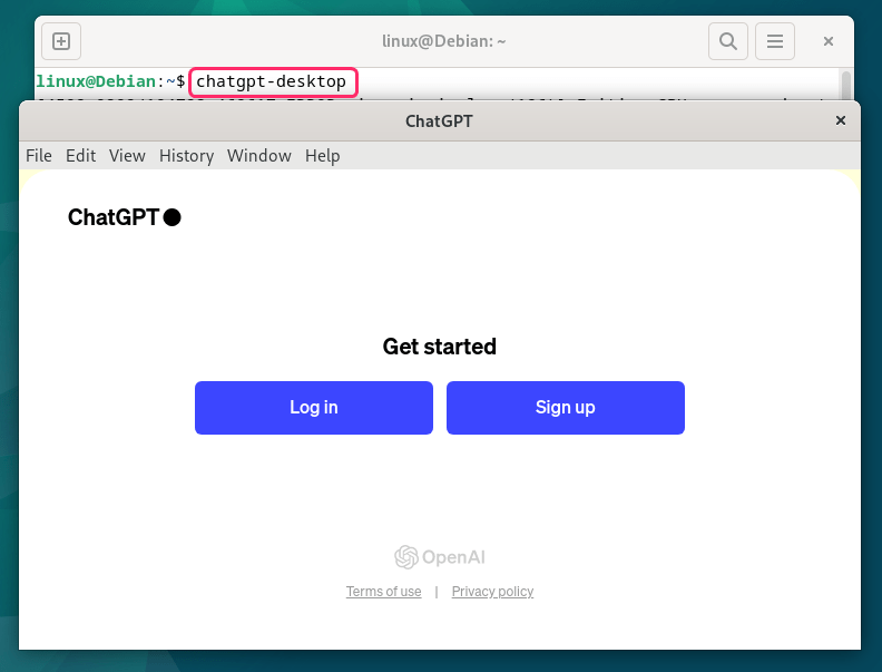 launching ChatGPT on Debian 12