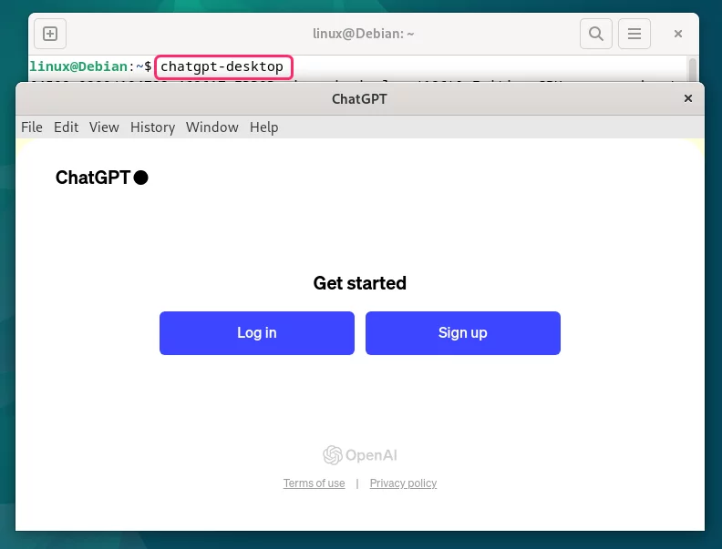 launching ChatGPT on Debian 12