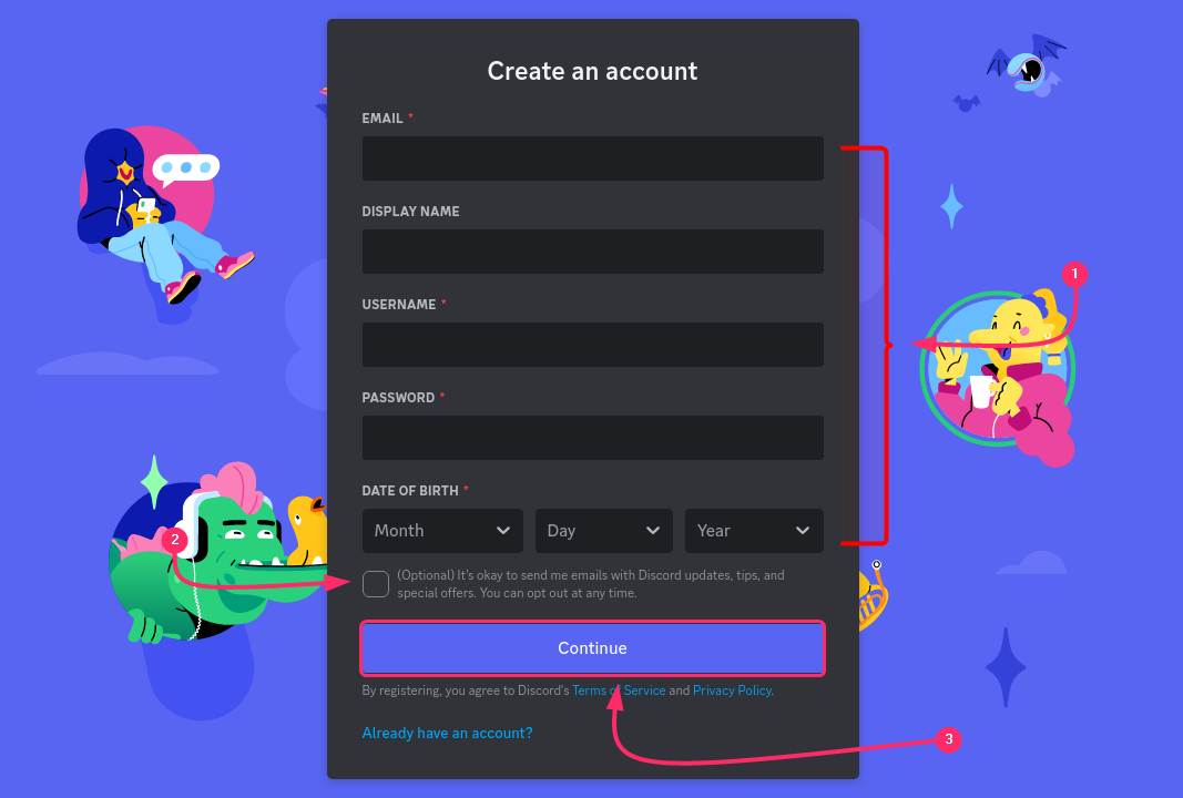Creating a Discord Account on Debian