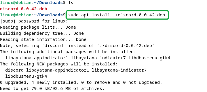 Installing Discord on Debian using its deb file