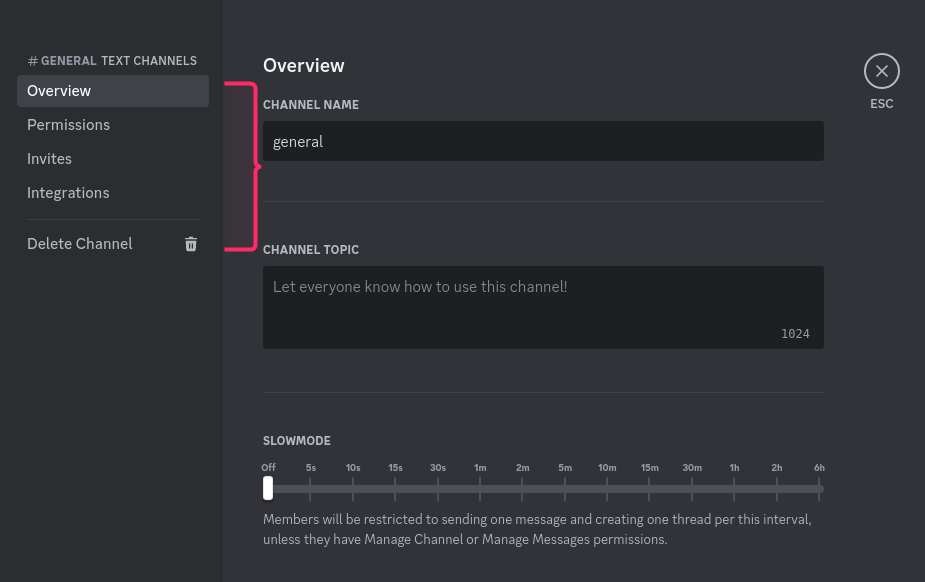 General Text Channels of Discord server on Debian