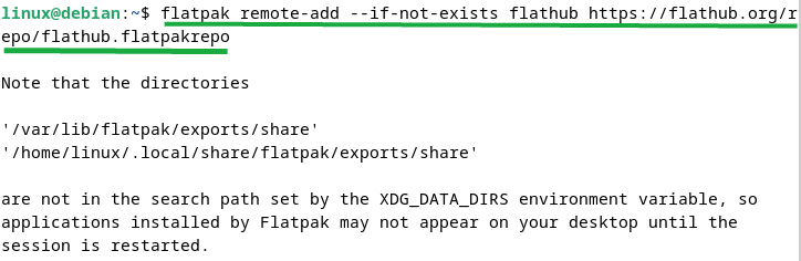 Adding Flathub repository on Debian to remove error of no remote refs found for flathub
