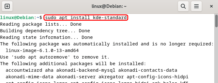 Installing KDE standard on Debian 12