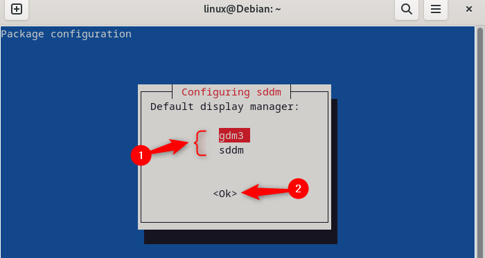 selecting display manager for KDE on Debian 12