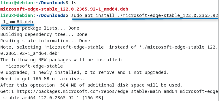 Installing Microsoft Edge on Debian 12 via deb file