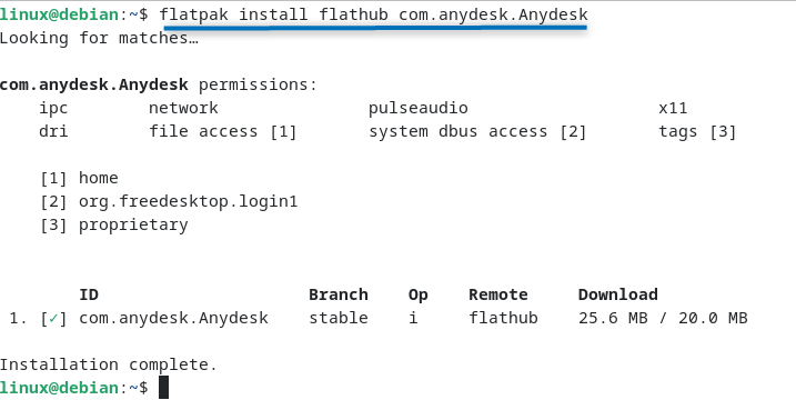 Installing AnyDesk on Debian 12 via Flatpak
