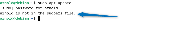 Debian 12 username not in sudoers file error