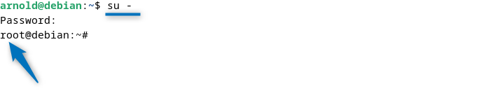 logging to root user in Debian