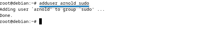 adding user to sudo group in Debian 12 using adduser command