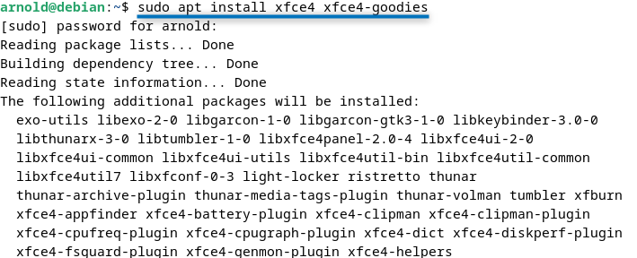 installing Xfce on Debian 12 using apt package manager