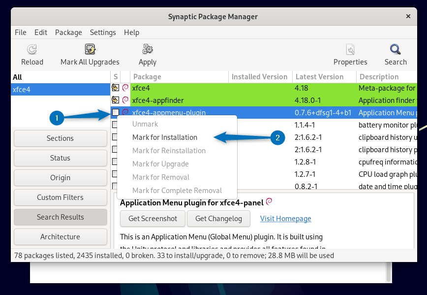 Selecting packages for Xfce installation on Debian 12