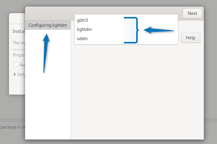 Selecting display manager for Xfce while installling through synaptic package manager