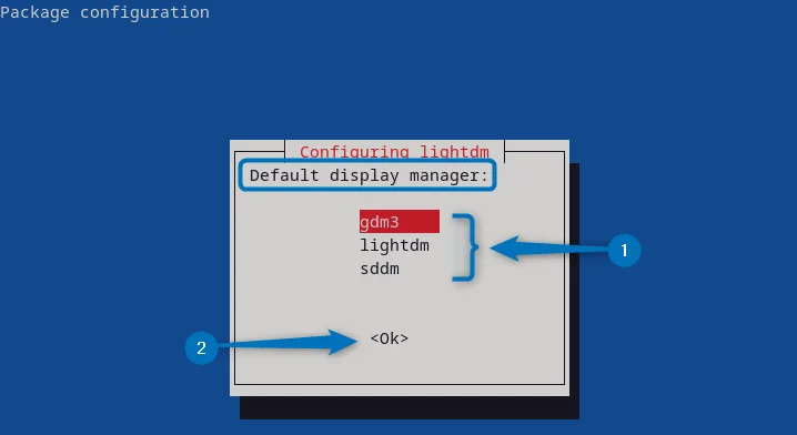 selecting display manager for Xfce on Debian 12
