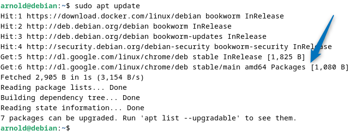 updating packages list for apt in Debian 12