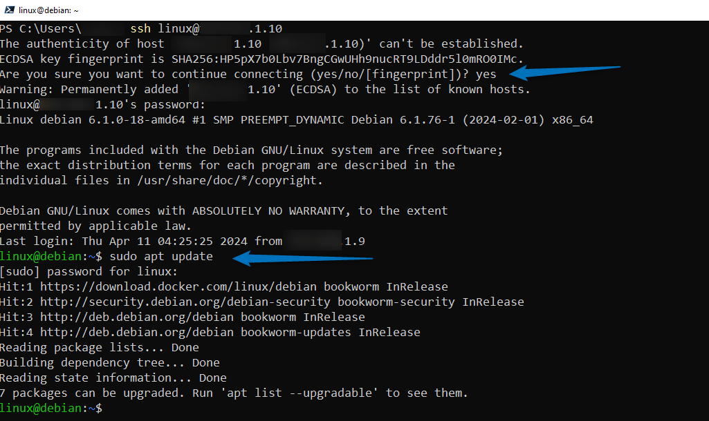 Accessing Debian 12 from Windows PowerShell through SSH