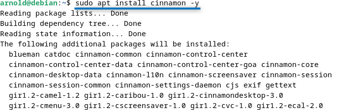Installing Cinnamon via apt on Debian 12