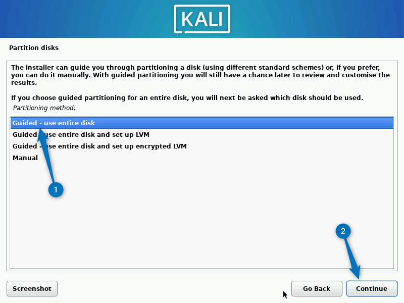 partitioning Kali Linux disk