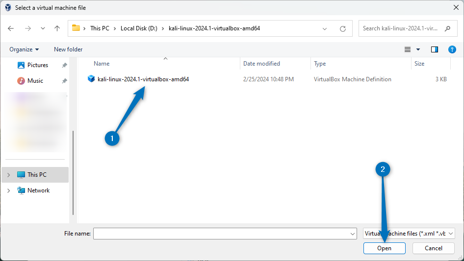 Adding the pre-built version of Kali Linux to Virtual Box