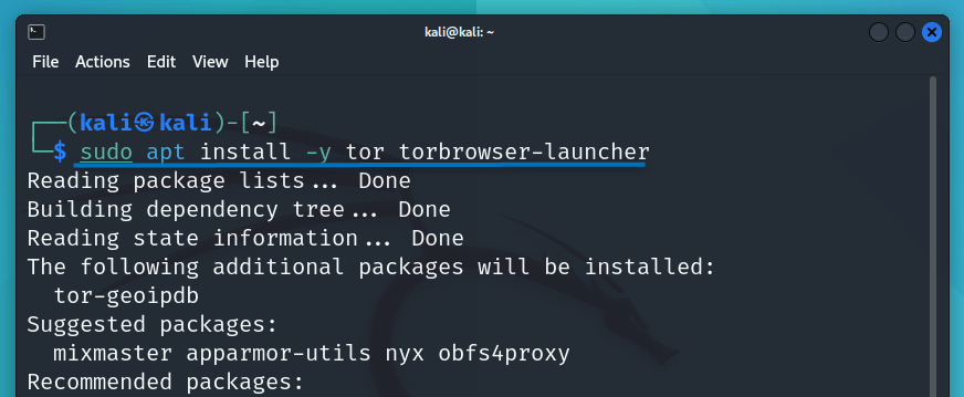 Installing Tor browser on Kali Linux through advance packaging tool ( APT)