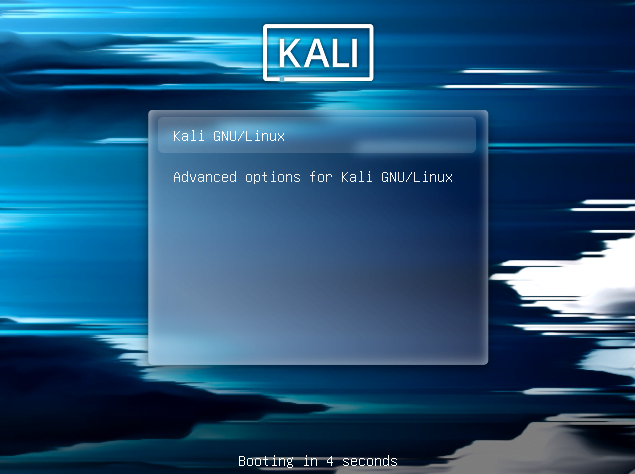 Kali Linux boot screen