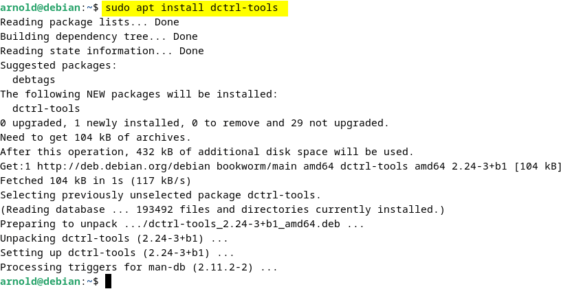 Installing dctrl-tools on Debian 12 for listing Debian installed packages