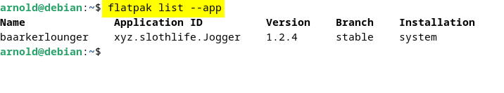 Listing installed Debian 12 packages through Flatpak package manager.