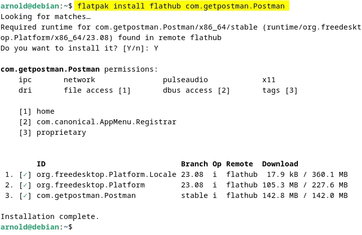 Installing Postman Desktop app on Debian 12 using Flatpak Package manager