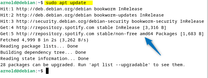 updating packages list in Debian 12