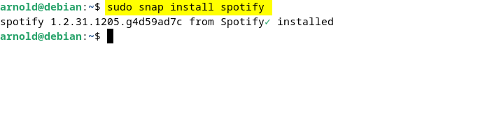 Installing Spotify on Debian 12 using Snap package installer