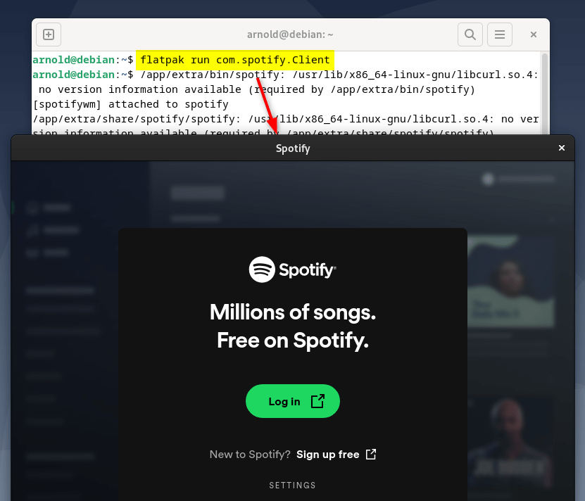 Launching Spotify on Debian 12 installed through its repository