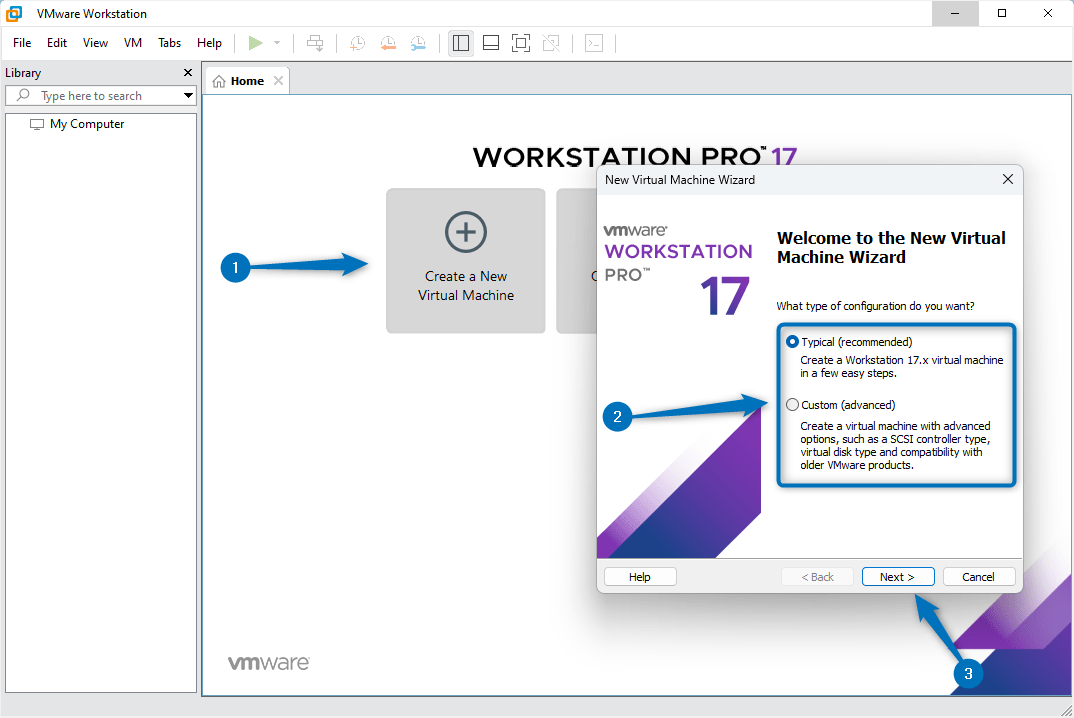 Creating a New Virtual Machine on VMware Workstation 17 Pro