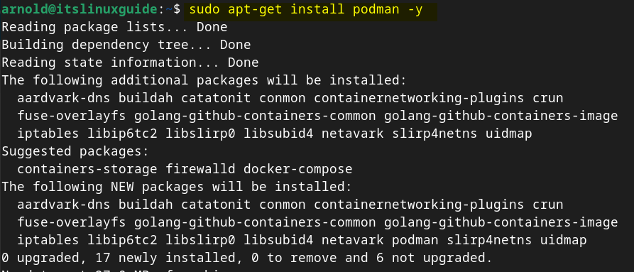 Installing Podman on Debian using Apt package manager
