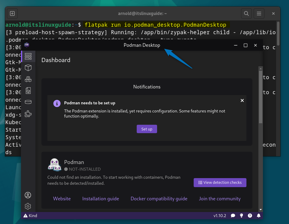 Launching Podman Desktop on Debian using Flatpak