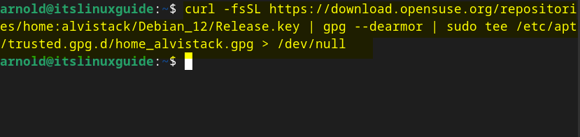 Adding GPG key for Alvistack Podman repository on Debian 12