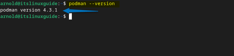 Checking the version on Podman installed on Debian 12