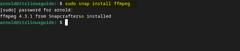 Installing FFmpeg on Debian 12 through Snap Package manager
