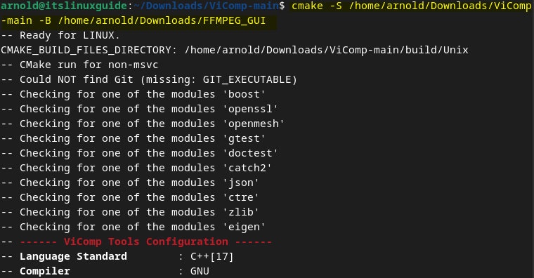 Building the installation file of FFmpeg GUI version ViComp on Debian