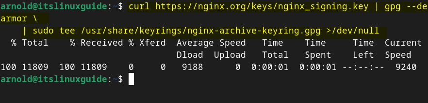 Adding GPG key for Nignx official repository on Debian 12