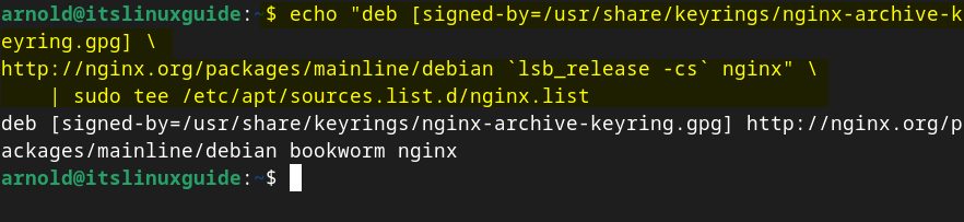 Adding Nginx mainline version repository in Debian