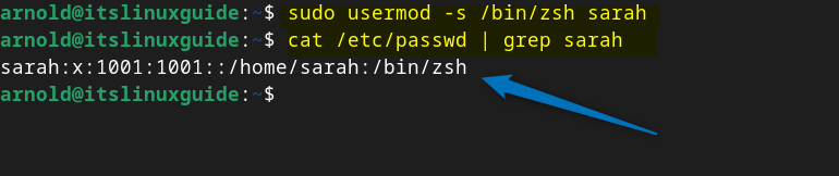 Changing a shell type of a user in Debian by executing sudo usermod -s /bin/zsh [user-name]