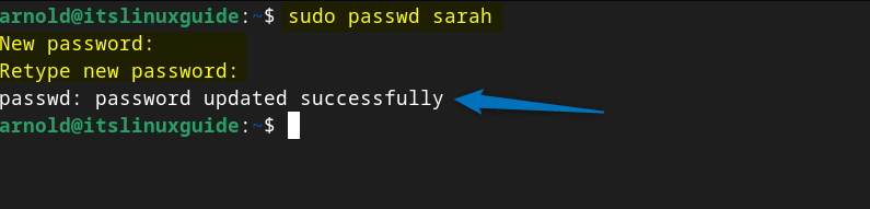 Setting the password for the newly created user in Debian 12