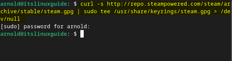 Adding Steam repository GPG key on Debian
