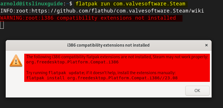 error of i386 compatibility extensions not installed while launching Steam on Debian