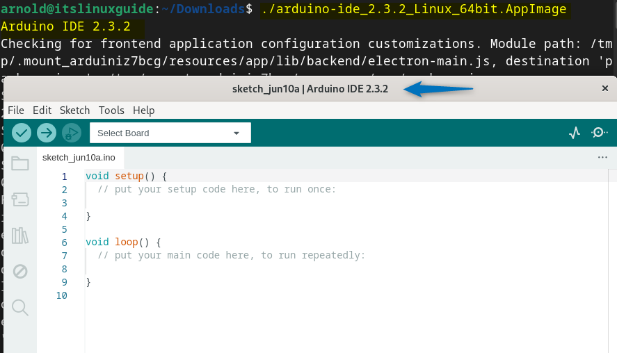Launching Arduino IDE on Debian using its AppImage file