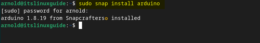 Installing Arduino IDE on Debian using Snap package manager