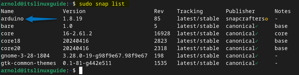 Listing all the apps installed on Debian via Snap package manager