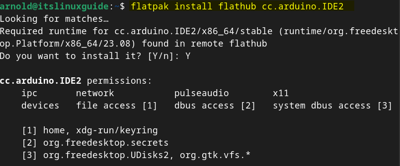 Installing Arduino IDE on Debian using Flatpak package manager